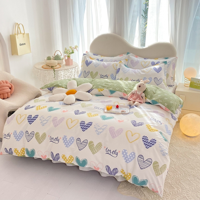 91家纺网 家纺一手货源 找家纺 八十八家纺 2025新款全棉12868床裙款四件套 心动时刻