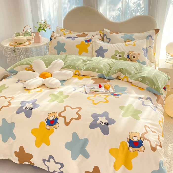 91家纺网 家纺一手货源 找家纺 八十八家纺 2025新款全棉12868床裙款四件套 星空熊