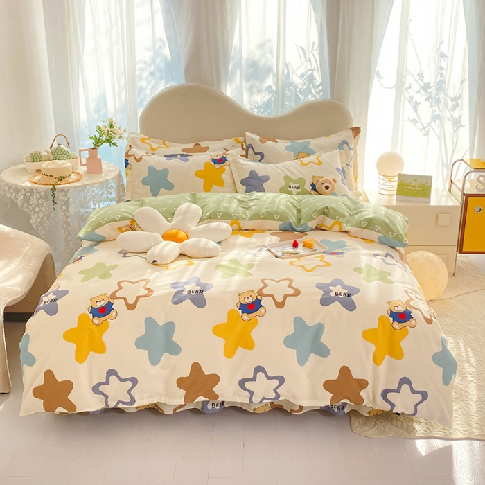 91家纺网 家纺一手货源 找家纺 八十八家纺 2025新款全棉12868床裙款四件套 星空熊