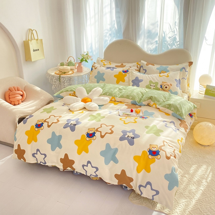 91家纺网 家纺一手货源 找家纺 八十八家纺 2025新款全棉12868床裙款四件套 星空熊