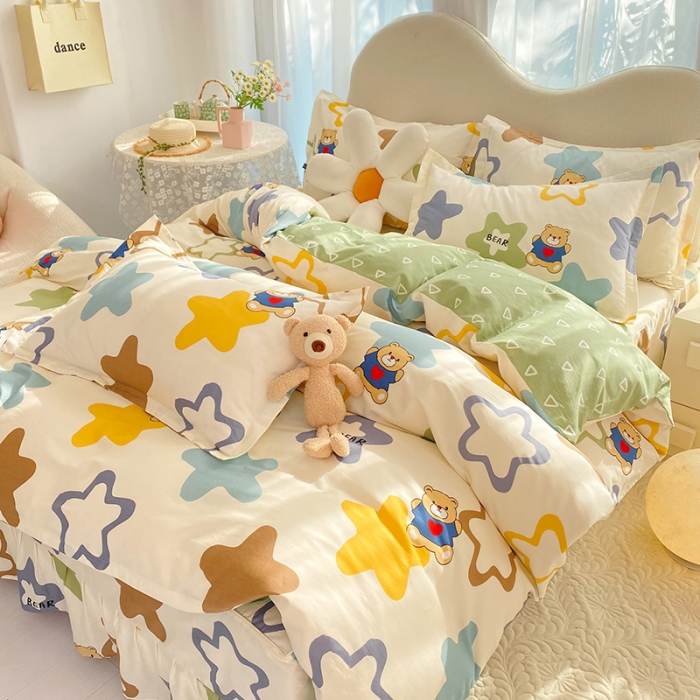 91家纺网 家纺一手货源 找家纺 八十八家纺 2025新款全棉12868床裙款四件套 星空熊