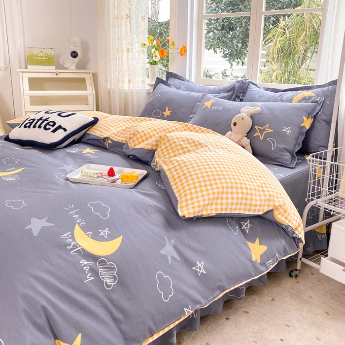 91家纺网 家纺一手货源 找家纺 八十八家纺 2025新款全棉12868床裙款四件套 月光旅程