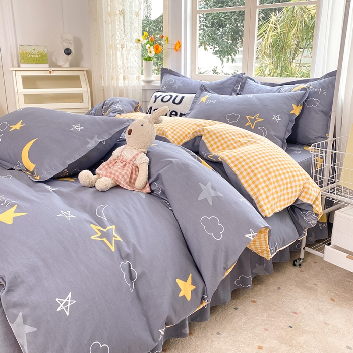 91家纺网 家纺一手货源 找家纺 八十八家纺 2025新款全棉12868床裙款四件套 月光旅程