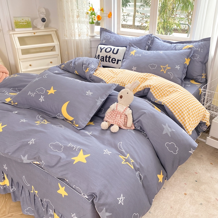 91家纺网 家纺一手货源 找家纺 八十八家纺 2025新款全棉12868床裙款四件套 月光旅程