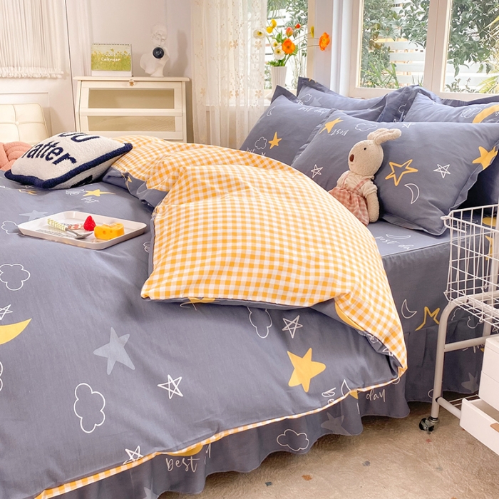 91家纺网 家纺一手货源 找家纺 八十八家纺 2025新款全棉12868床裙款四件套 月光旅程