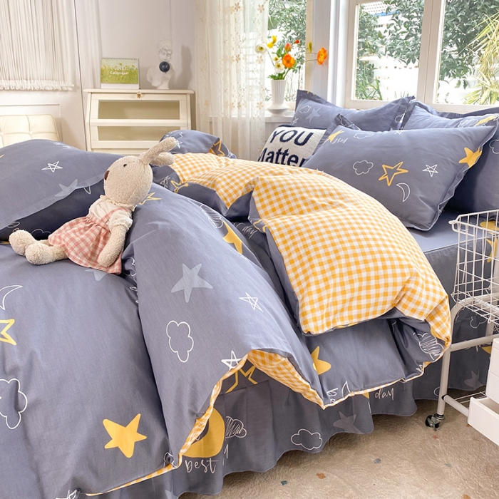 91家纺网 家纺一手货源 找家纺 八十八家纺 2025新款全棉12868床裙款四件套 月光旅程