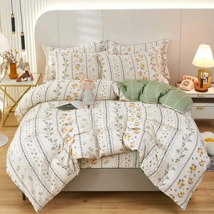 91家纺网 家纺一手货源 找家纺 （总1）安逸家纺 12868 新款全棉床笠四件套床罩学生纯棉床笠款三件套