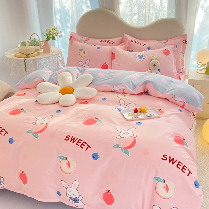 91家纺网 家纺一手货源 找家纺 八十八家纺 2025新款全棉12868床笠款四件套 蜜桃兔