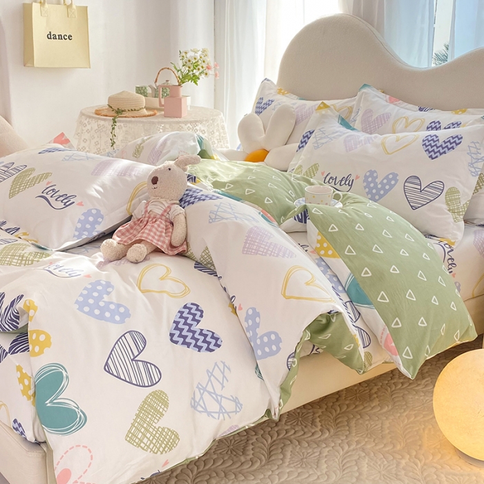 91家纺网 家纺一手货源 找家纺 八十八家纺 2025新款全棉12868床笠款四件套 心动时刻