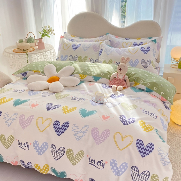 91家纺网 家纺一手货源 找家纺 八十八家纺 2025新款全棉12868床笠款四件套 心动时刻