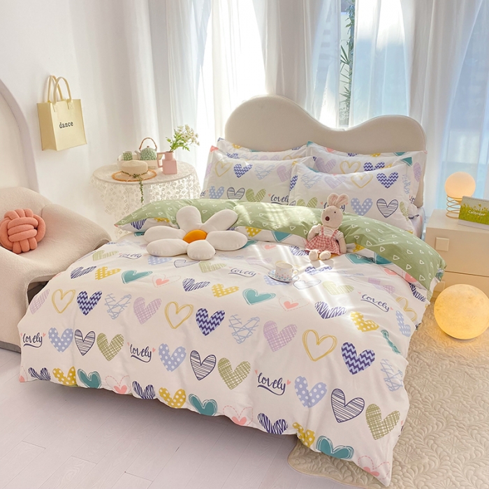 91家纺网 家纺一手货源 找家纺 八十八家纺 2025新款全棉12868床笠款四件套 心动时刻