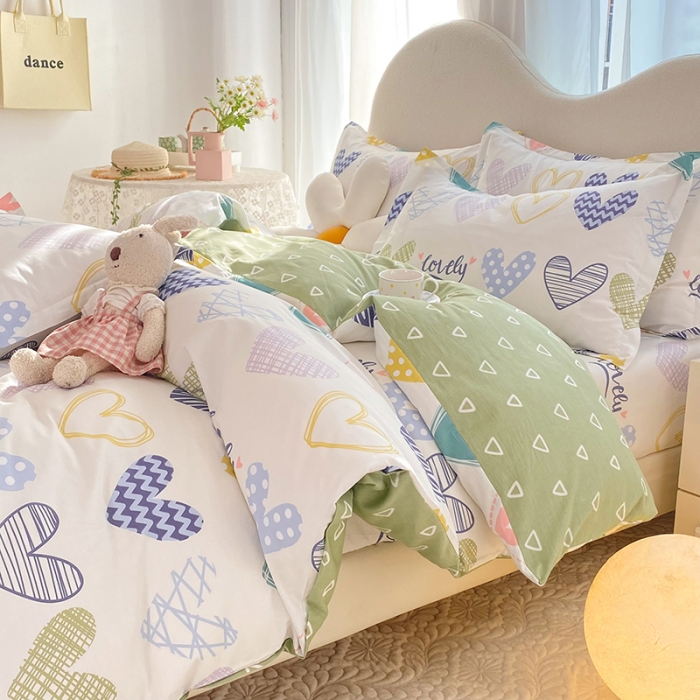 91家纺网 家纺一手货源 找家纺 八十八家纺 2025新款全棉12868床笠款四件套 心动时刻