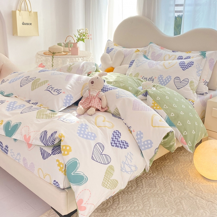 91家纺网 家纺一手货源 找家纺 八十八家纺 2025新款全棉12868床笠款四件套 心动时刻