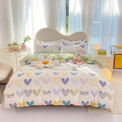 91家纺网 家纺一手货源 找家纺 八十八家纺 2025新款全棉12868床单款四件套 心动时刻