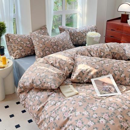 91家纺网 家纺一手货源 找家纺 启程全棉13372印花四件套直播爆款法式复古碎花系列 玫瑰