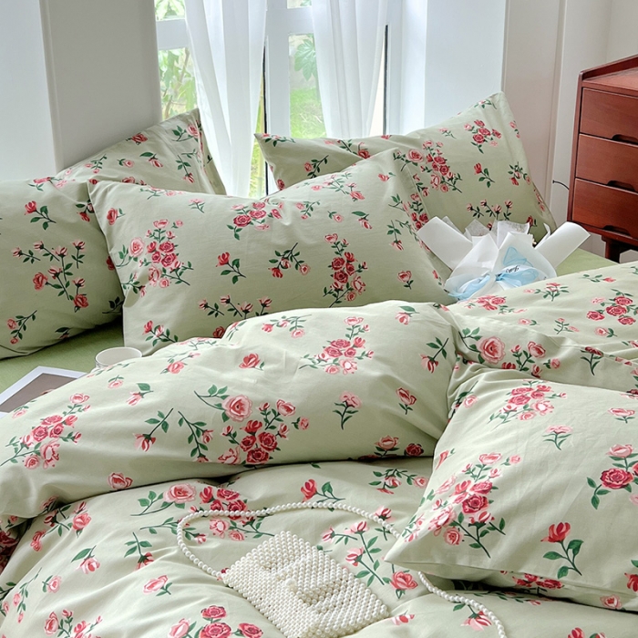 91家纺网 家纺一手货源 找家纺 启程全棉13372印花四件套直播爆款法式复古碎花系列 苏念