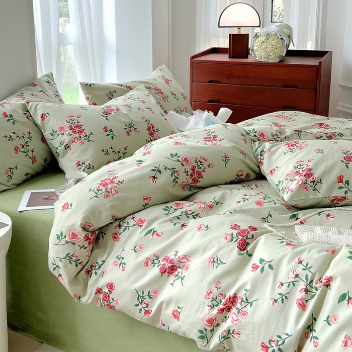 91家纺网 家纺一手货源 找家纺 启程全棉13372印花四件套直播爆款法式复古碎花系列 苏念