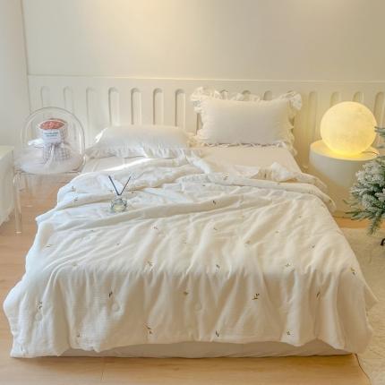 木楌 2024新款双层皱皱纱刺绣款夏被 枇杷叶