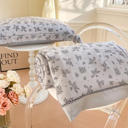 匠心 2023新款莫代尔法式镂空夏被三件套 繁花-灰