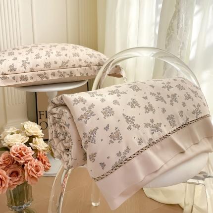 91家纺网 家纺一手货源 找家纺 匠心 2023新款莫代尔法式镂空夏被三件套 繁花-杏