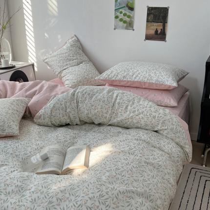 91家纺网 家纺一手货源 找家纺 希文家纺 2023新款全棉13372印花小雅系列四件套 映雪