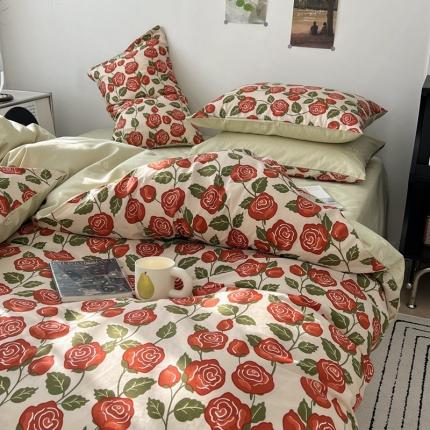 91家纺网 家纺一手货源 找家纺 希文家纺 2023新款全棉13372印花小雅系列四件套 遇见浪漫