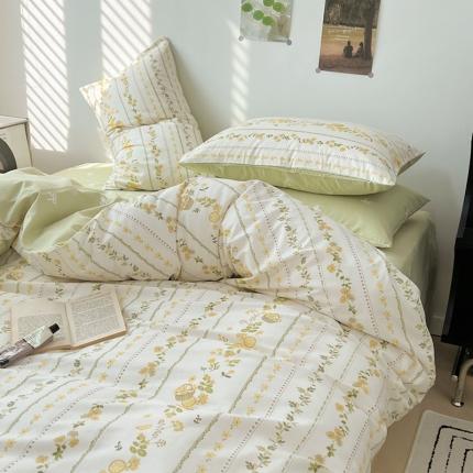 91家纺网 家纺一手货源 找家纺 希文家纺 2023新款全棉13372印花小雅系列四件套 柠檬树