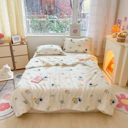91家纺网 家纺一手货源 找家纺 心卓婴童馆 2023新款全棉华夫格夏被春秋被冬被 太空人-白