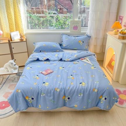 91家纺网 家纺一手货源 找家纺 心卓婴童馆 2023新款全棉华夫格夏被春秋被冬被 太空人-蓝