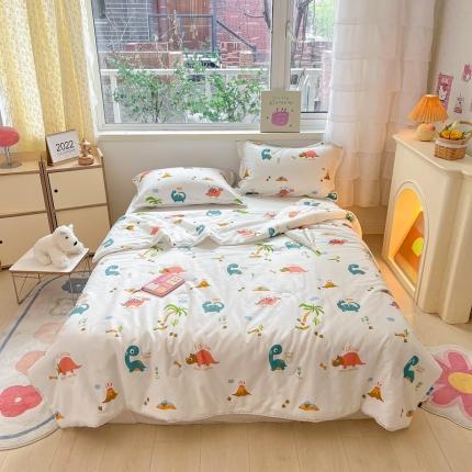 91家纺网 家纺一手货源 找家纺 心卓婴童馆 2023新款全棉华夫格夏被春秋被冬被 小恐龙