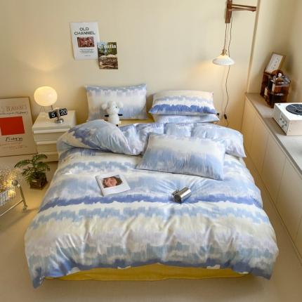 91家纺网 家纺一手货源 找家纺 桃子 2023新款ins时尚简约北欧纯棉系列四件套 棉-律动