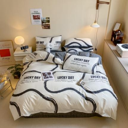 91家纺网 家纺一手货源 找家纺 桃子 2023新款ins时尚简约北欧纯棉系列四件套 棉-墨尔本