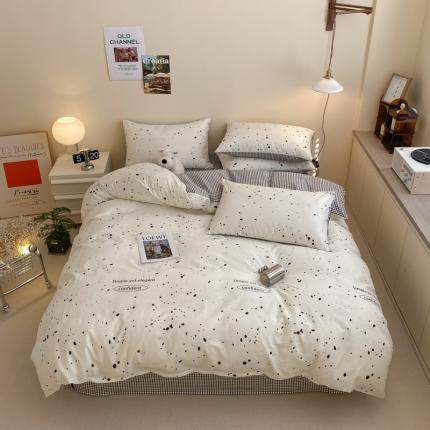 91家纺网 家纺一手货源 找家纺 桃子 2023新款ins时尚简约北欧纯棉系列四件套 棉-星辰