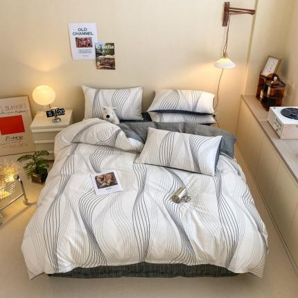 91家纺网 家纺一手货源 找家纺 桃子 2023新款ins时尚简约北欧纯棉系列四件套 棉-旋律