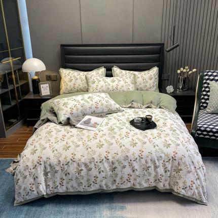 91家纺网 家纺一手货源 找家纺 (总) 赫梵茜 2022新款A类双层纱水洗棉四件套