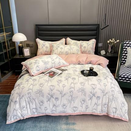 91家纺网 家纺一手货源 找家纺 (总) 赫梵茜 2022新款A类双层纱水洗棉四件套