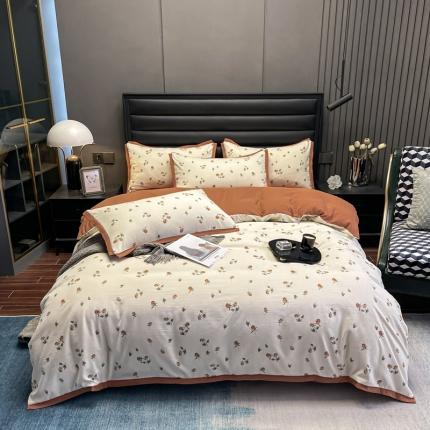 91家纺网 家纺一手货源 找家纺 (总) 赫梵茜 2022新款A类双层纱水洗棉四件套