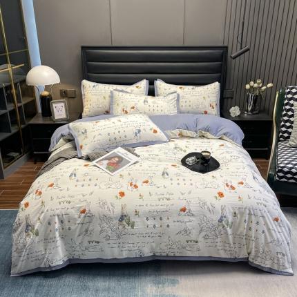 91家纺网 家纺一手货源 找家纺 (总) 赫梵茜 2022新款A类双层纱水洗棉四件套