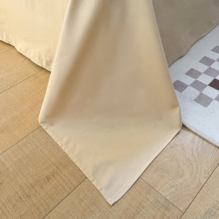 91家纺网 家纺一手货源 找家纺 琪格格 2023新款全棉色织水洗棉四件套 奶茶纯色