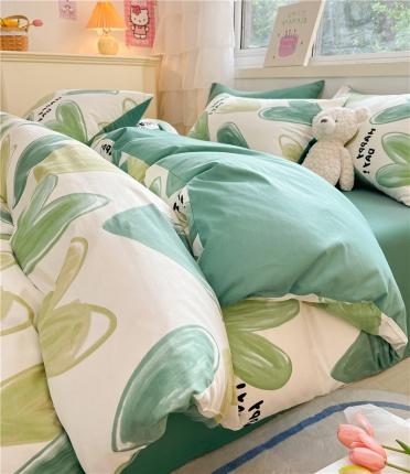 91家纺网 家纺一手货源 找家纺 琪格格 2023新款纯棉13372爆款小清新四件套 爱意满满