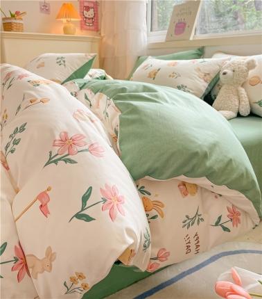 91家纺网 家纺一手货源 找家纺 琪格格 2023新款纯棉13372爆款小清新四件套 梦幻花园