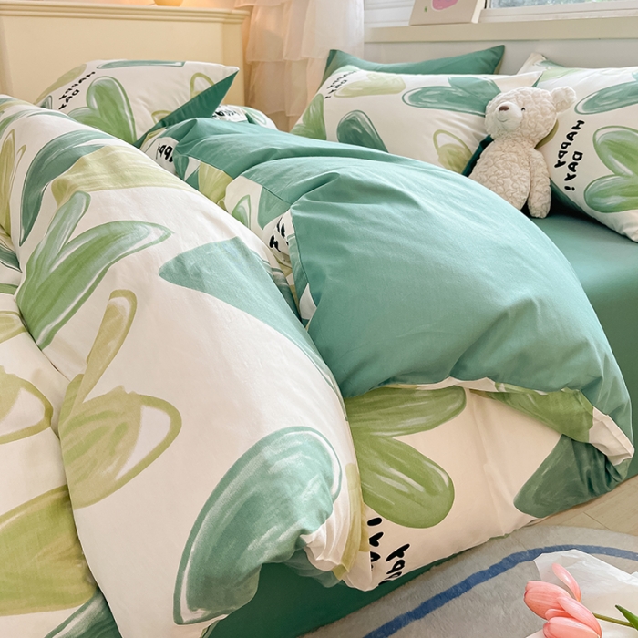 91家纺网 家纺一手货源 找家纺 琪格格 2023新款纯棉13372爆款小清新四件套 爱意满满