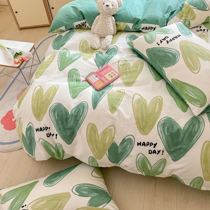 91家纺网 家纺一手货源 找家纺 琪格格 2023新款纯棉13372爆款小清新四件套 爱意满满