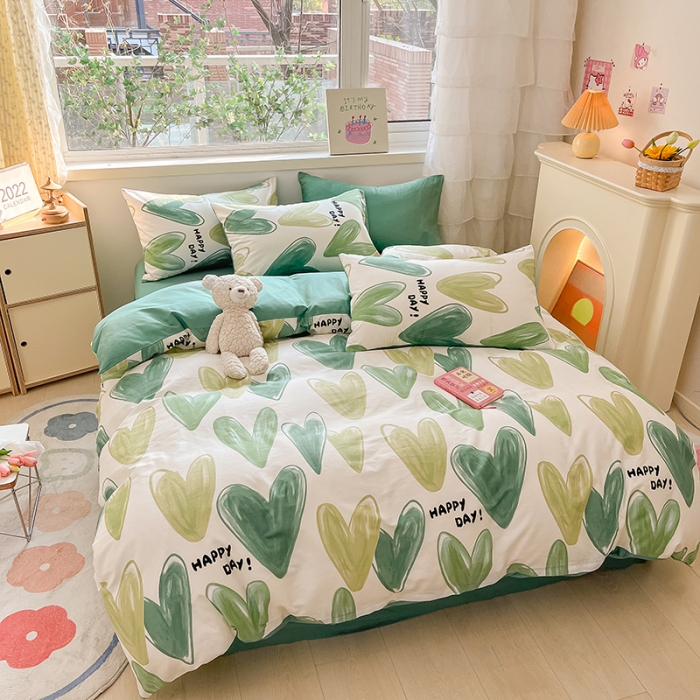 91家纺网 家纺一手货源 找家纺 琪格格 2023新款纯棉13372爆款小清新四件套 爱意满满