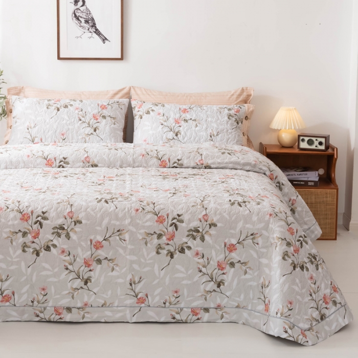 91家纺网 家纺一手货源 找家纺 优乐家纺 2023新款全棉印花绗绣四件套 挪威仙草