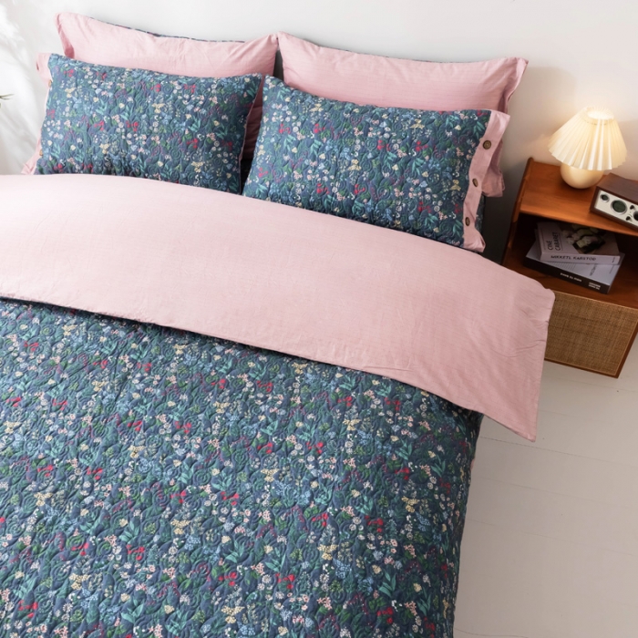 91家纺网 家纺一手货源 找家纺 优乐家纺 2023新款全棉印花绗绣四件套 向阳花开