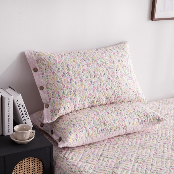 91家纺网 家纺一手货源 找家纺 优乐家纺 2023新款全棉印花绗绣单枕套 初晴