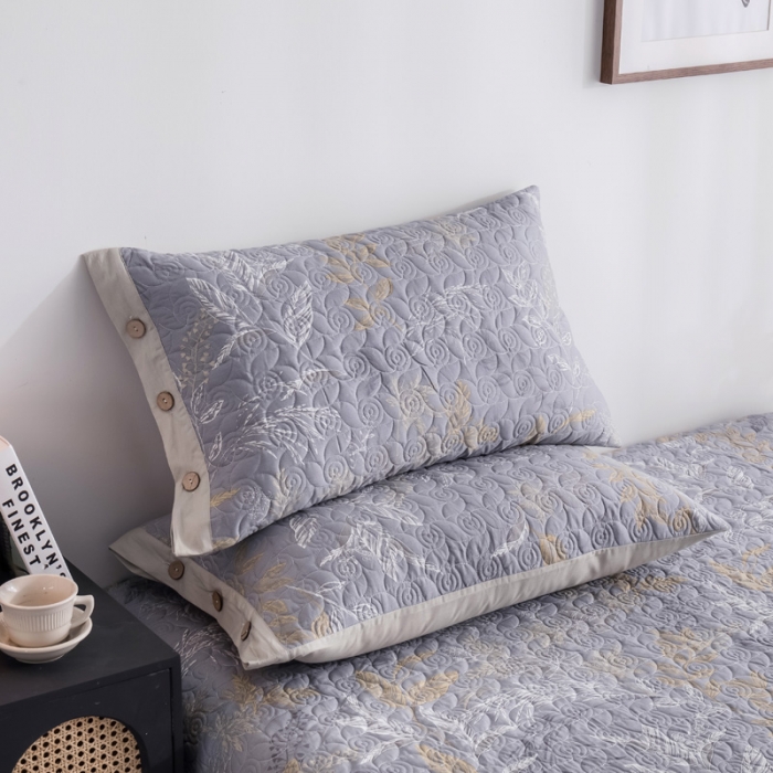 91家纺网 家纺一手货源 找家纺 优乐家纺 2023新款全棉印花绗绣单枕套 飞羽