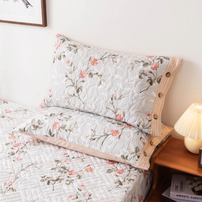 91家纺网 家纺一手货源 找家纺 优乐家纺 2023新款全棉印花绗绣单枕套 挪威仙草