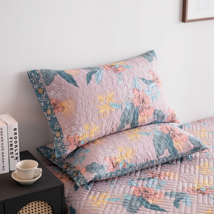 91家纺网 家纺一手货源 找家纺 优乐家纺 2023新款全棉印花绗绣单枕套 如沐春风